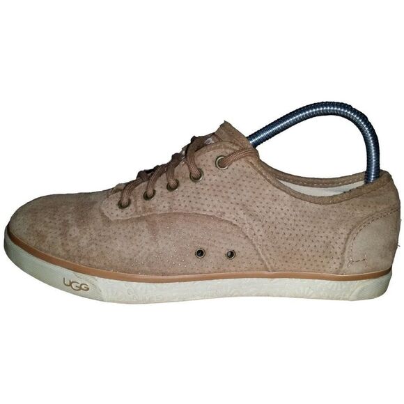 UGG Australia Sneakers Women Sz 8 Tan 1004856 Lace Up Suede Boho - Picture 1 of 9